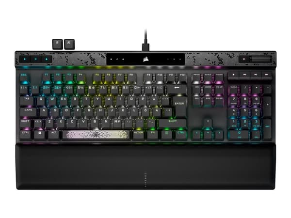 CORSAIR K70 MAX RGB - Tangentbord - backlit - USB-C - QWERTY - amerikansk - tangentbrytare: CORSAIR MGX - stålgrå Svart