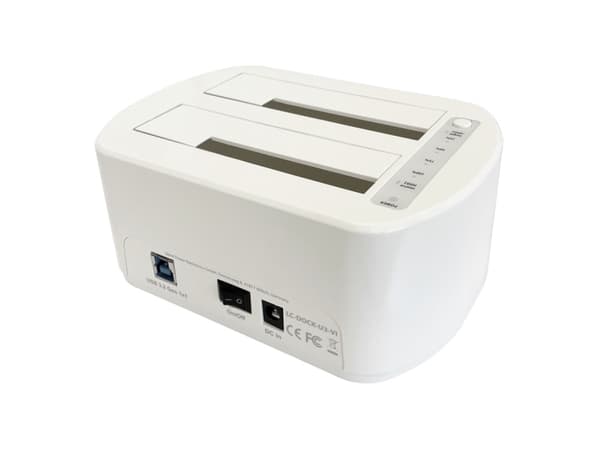 LC Power LC-DOCK-U3-VI - HDD / SSD-dokkestasjon - 2.5", 3.5" - 2 Kanal - SATA - USB 3.2 (Gen 2x1) - hvit, eggeskall