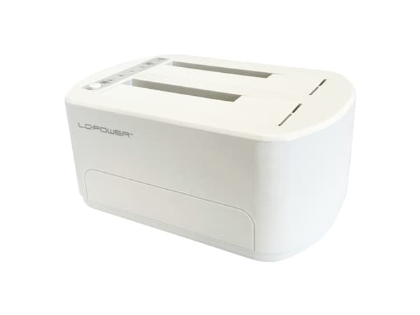 LC Power LC-DOCK-U3-VI - HDD / SSD-dokkestasjon - 2.5", 3.5" - 2 Kanal - SATA - USB 3.2 (Gen 2x1) - hvit, eggeskall