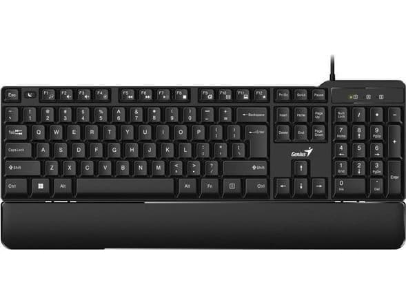 Genius Genius KB-100XP tangentbord, CZ/SK tangentbord, klassiskt, vattenavvisande, trådbunden typ (USB), svart, ergo handledsstöd