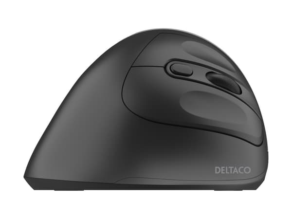 DELTACO MS-815 - Vertikal mus - ergonomisk - silent, 1000-1600 dpi - 4 knappar - trådlös - 2.4 GHz - trådlös USB-mottagare - svart - hängande låda