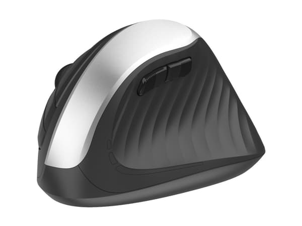 DELTACO MS-815 - Vertikal mus - ergonomisk - silent, 1000-1600 dpi - 4 knappar - trådlös - 2.4 GHz - trådlös USB-mottagare - svart - hängande låda