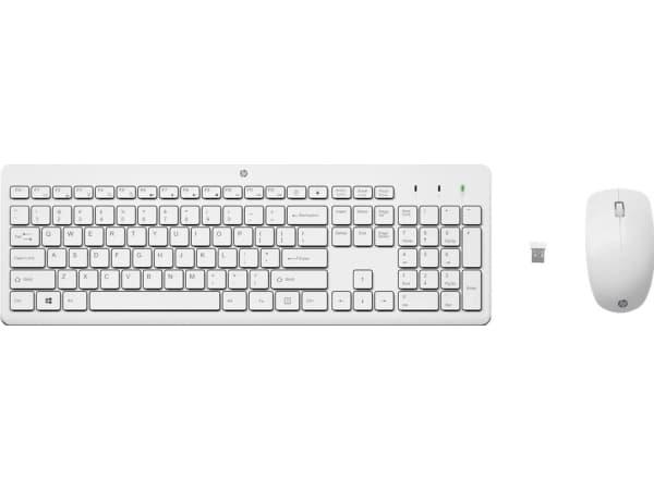 HP 230 - Sats med tangentbord och mus - trådlös - 2.4 GHz - vit - för HP 24; Laptop 14, 14s, 15, 15s, 17; Pavilion 24, 27; Pavilion Laptop 13, 14, 15