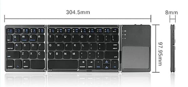 Trådløst Sammenklappeligt Bluetooth Tastatur Indbygget Touchpad