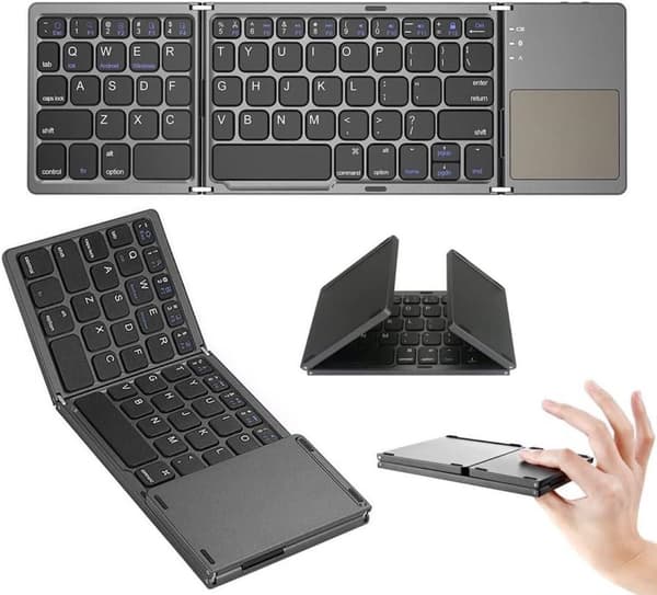 Trådløst Sammenklappeligt Bluetooth Tastatur Indbygget Touchpad