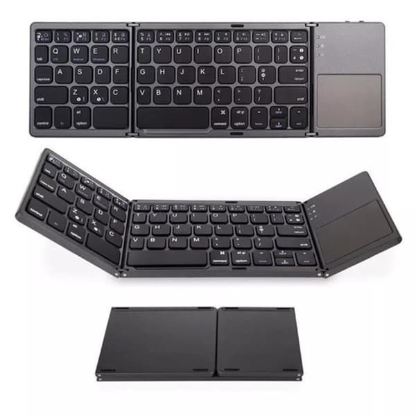 Trådløst Sammenklappeligt Bluetooth Tastatur Indbygget Touchpad Mørkegrå