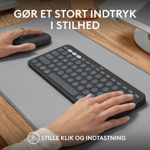 Logitech® | Pebble 2 Combo - Tangentbord och mus set - trådlöst - Bluetooth LE - Nordisk layout - Tonal-Graphite