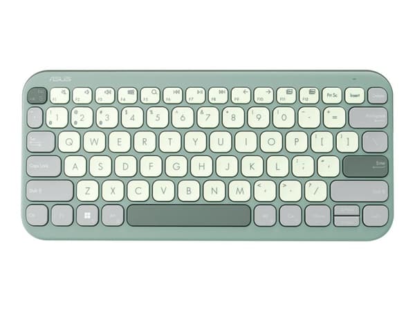 ASUS Marshmallow KW100 - Tastatur - mini 75%, low profile, 1.6mm key travel, 10M click lifespan - trådløs - Bluetooth 5.0 - QWERTY - USA - green tea