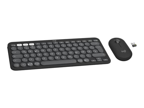 Logitech Pebble 2 Combo - Tastatur- og mussett - trådløs - Bluetooth LE - QWERTY - US International - tonalhvit