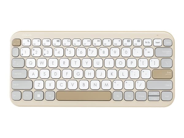 ASUS Marshmallow KW100 - Tastatur - mini 75%, low profile, 1.6mm key travel, 10M click lifespan - trådløs - Bluetooth 5.0 - QWERTY - USA - havremelk Beige, Havre