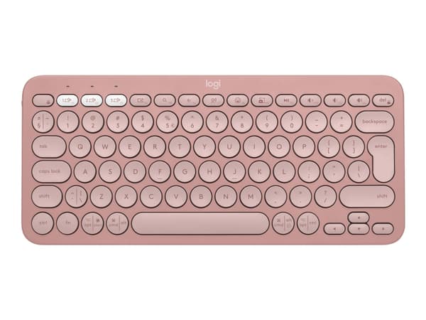 Logitech Pebble Keys 2 K380s - Tastatur - trådløs - Bluetooth LE - QWERTY - US International - tonal rosa Rosa