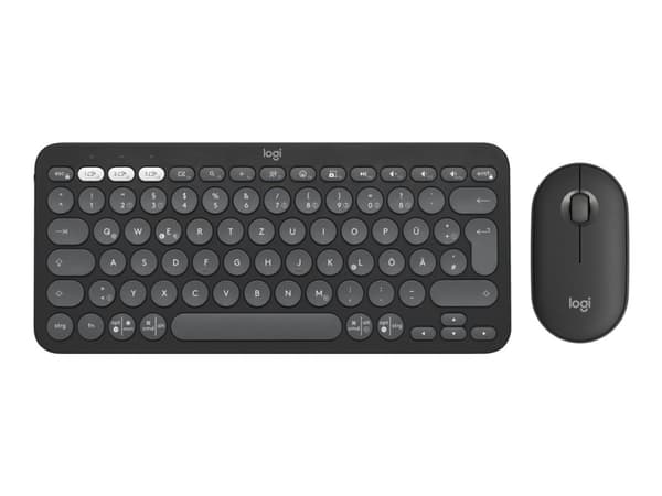 Logitech Pebble 2 Combo - Tastatur- og mussett - trådløs - Bluetooth LE - QWERTY - US International - tonal grafitt