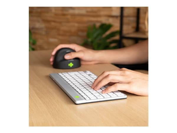 R-Go Ergonomic Keyboard Compact break - Tangentbord - trådlös - Bluetooth 5.0 - QWERTY - amerikansk - vit