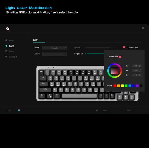 GAMAKAY LK67 Tangentbord Anpassat Kit 67 tangenter RGB Hot Swappable 3pin/5pin Switch 65% Programmerbar Trippelläge Trådbunden bluetooth 5.0 2.4GHz Ke