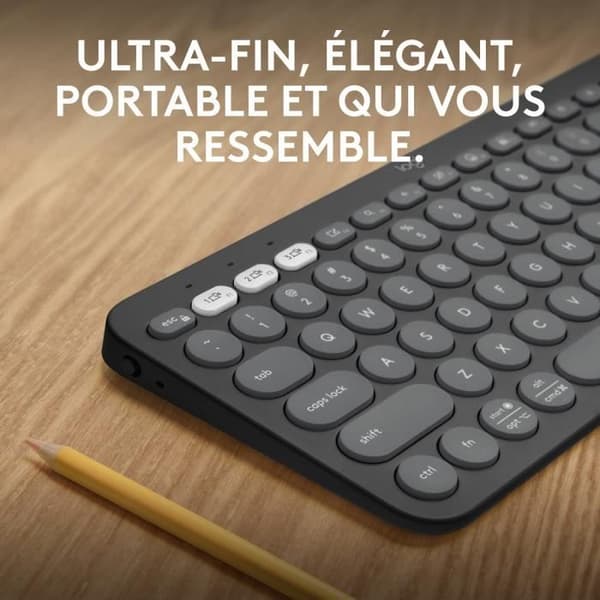 Tangentbord - Trådlöst - Logitech - Pebble Keys 2 K380s - Lättbyteknapp - Svart