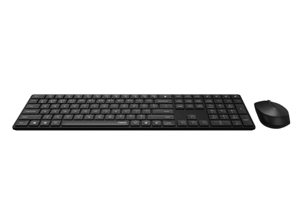 Rapoo 8020M, Fullstor (100 %), Trådlös, Trådlös RF + Bluetooth, QWERTY, Svart, Mus inkluderad