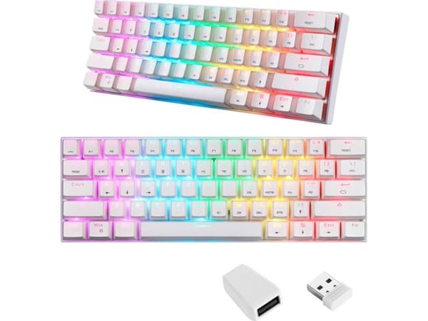 Motospeed Keyboard Motospeed SK62 trådlöst mekaniskt tangentbord vitt (blå brytare)