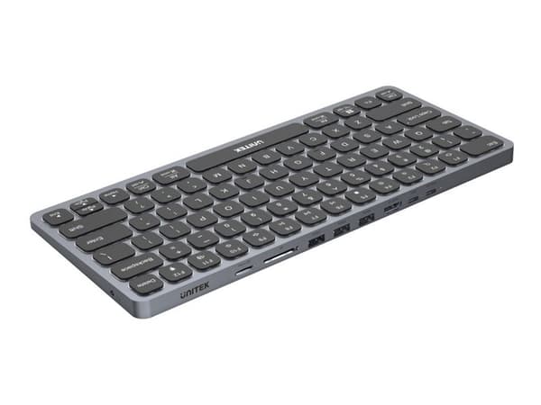 Unitek - Tangentbord - 9-i-1 hub - USB-C - rymdgrå Grå