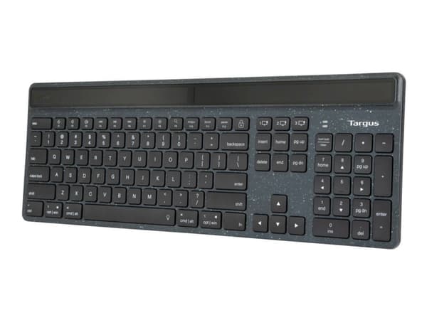 Targus EcoSmart - Tastatur - kestävä energiankeruu - antimikrobiel - bagbelyst - trådløs - Bluetooth 5.0 - QWERTY - Nordisk - tastkontakt: Scissor-Ke musta