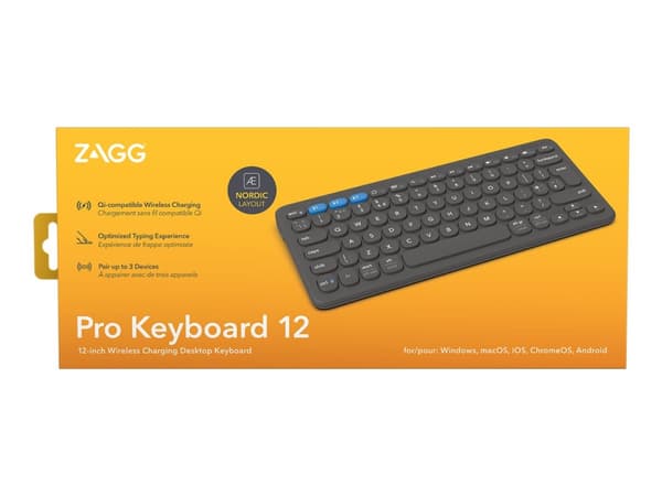 ZAGG Pro - Tastatur - 12" - trådløs - Bluetooth - QWERTY - Nordisk