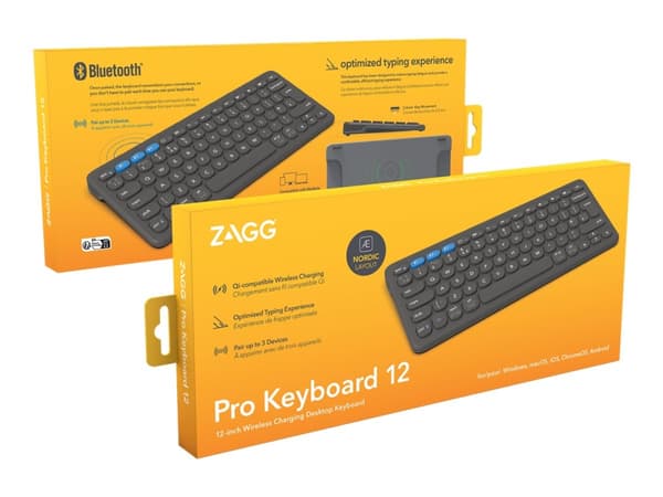 ZAGG Pro - Tastatur - 12" - trådløs - Bluetooth - QWERTY - Nordisk