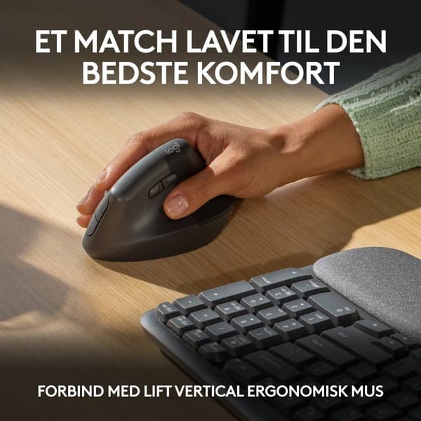 Logitech Ergo Series - Tastatur - med polstret håndleddstøtte - trådløs - Bluetooth LE - QWERTY - grafitt