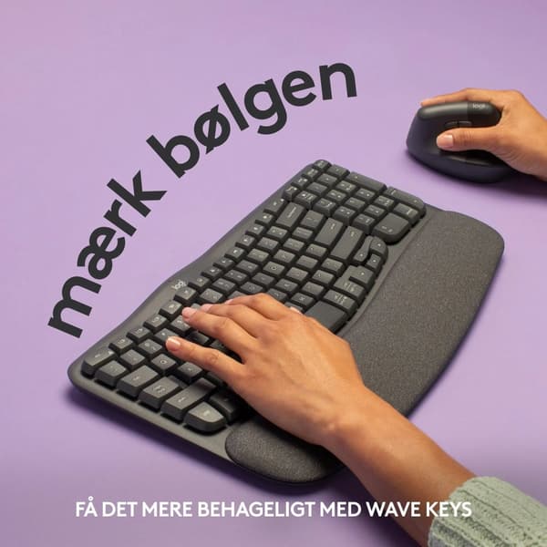 Logitech Ergo Series - Tastatur - med polstret håndleddstøtte - trådløs - Bluetooth LE - QWERTY - grafitt