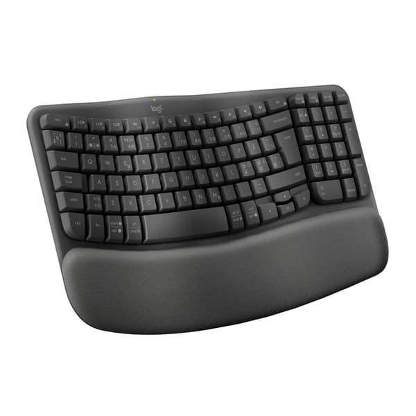 Logitech Ergo Series - Tastatur - med polstret håndleddstøtte - trådløs - Bluetooth LE - QWERTY - grafitt