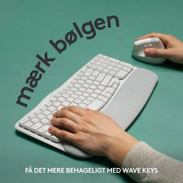 Logitech® | Wave Keys - Näppäimistö - langaton - 2,4 GHz, Bluetooth 5.0 - Luonnonvalkoinen | Pohjoismainen asettelu