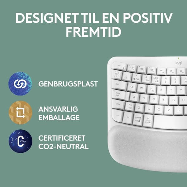 Logitech® | Wave Keys - Näppäimistö - langaton - 2,4 GHz, Bluetooth 5.0 - Luonnonvalkoinen | Pohjoismainen asettelu