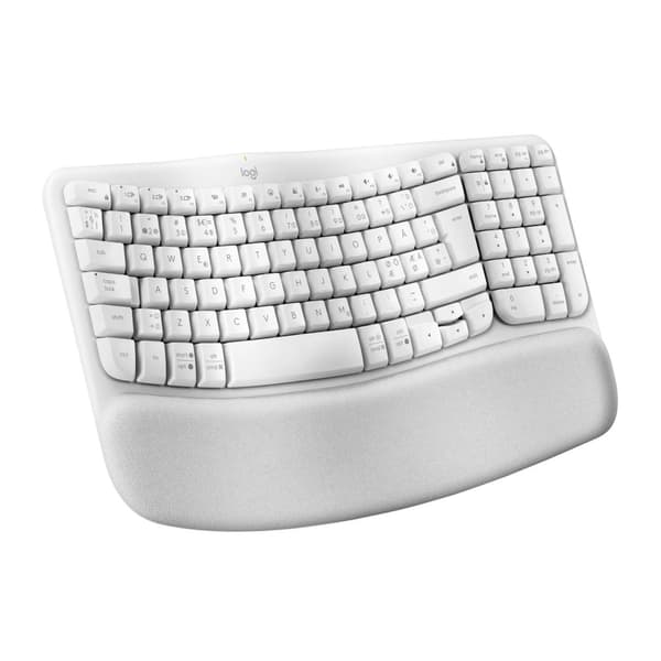 Logitech Ergo Series - Tastatur - med polstret håndleddstøtte - trådløs - Bluetooth LE - QWERTY - elfenbenshvit Hvit