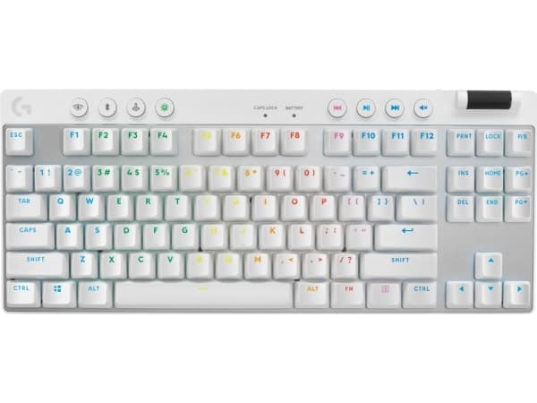 Logitech G PRO X TKL - Tastatur - gaming - bakgrunnsbelyst - trådløs - 2.4 GHz, Bluetooth - QWERTY - US International - tastsvitsj: Tactile - hvit