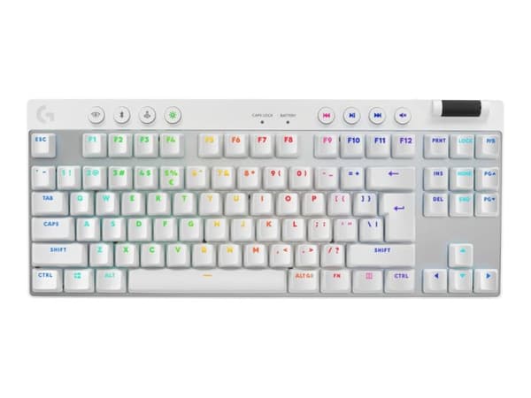 Logitech G PRO X TKL - Tastatur - gaming - bakgrunnsbelyst - trådløs - 2.4 GHz, Bluetooth - QWERTY - US International - tastsvitsj: Tactile - hvit