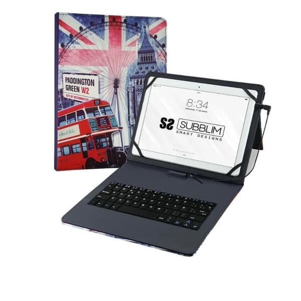 Surfplatta och tangentbordsskydd Subblim England Spanska Qwerty