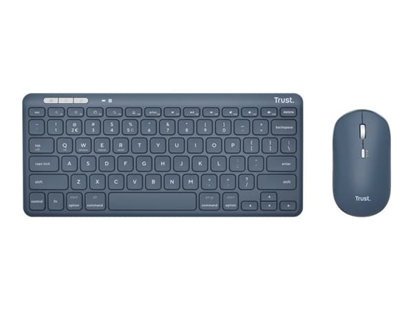 Trust Lyra Multi-Device - Sats med tangentbord och mus - trådlös - Bluetooth, 2.4 GHz - QWERTY - amerikansk - blå - låda Blå