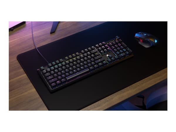 CORSAIR K70 CORE RGB - Tastatur - mechanical, gaming - 100% - full size - backlit - USB - QWERTY - USA - tastsvitsj: CORSAIR MLX Red - svart