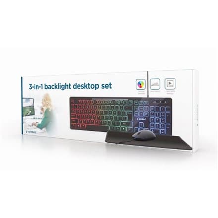 Gembird 3-in-1 Backlight Desktop Set Black Sort