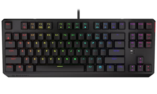 Endorfy herní klávesnice Thock TKL Kailh  BL RGB /USB/ blue sw. / drátová / mechanická / US layout / černá RGB Svart