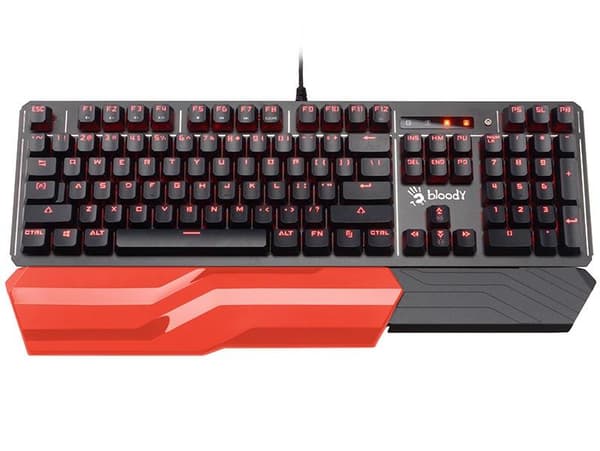 A4tech Bloody B975 Gaming Mechanical Keyboard, Brown switch musta, Punainen