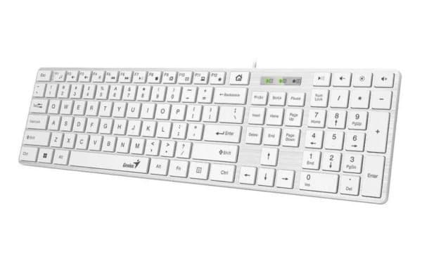 TASTATURA GENIUS USB, multimedia, 104 taste + 12 taste multimedia,  alb, "SlimStar 126" "31310017408"  (timbru verde 0.8 lei)