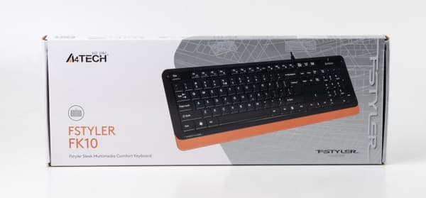 TASTATURA A4TECH, "Fstyler USB", cu fir, 104 taste format standard, USB, negru &amp; portocaliu, "FK10 Orange" (timbru verde 0.8 lei) Orange