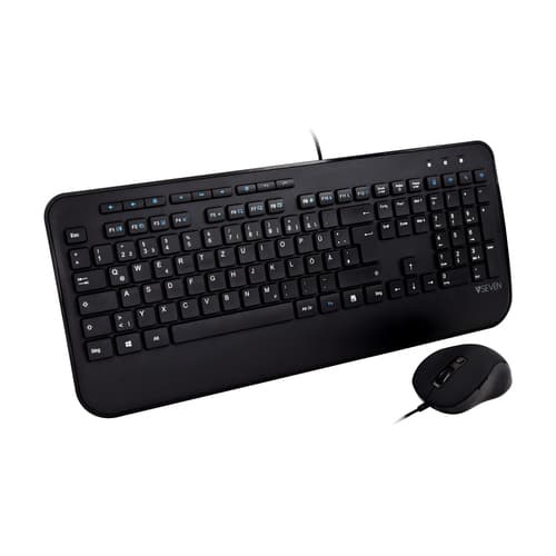 PRO USB KEYBOARD MOUSE COMBO DE/FULLSIZE/PALMREST GERMAN QWERTZ Svart