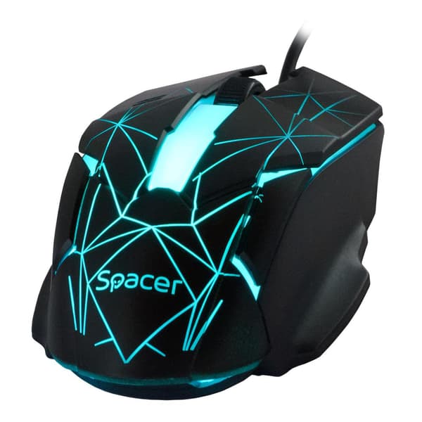KIT gaming SPACER USB, tastatura RGB rainbow + mouse optic 7 culori, black, "SP-GK-01"   (timbru verde 0.8 lei)
