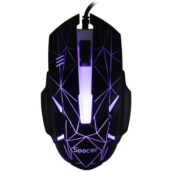 KIT gaming SPACER USB, tastatura RGB rainbow + mouse optic 7 culori, black, "SP-GK-01"   (timbru verde 0.8 lei)