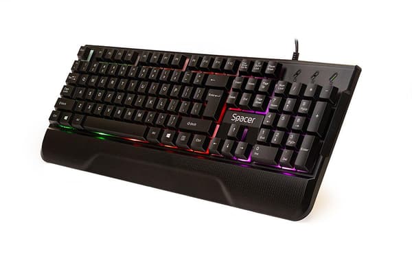 KIT gaming SPACER USB INVICTUS, tastatura RGB rainbow + mouse optic 7 culori, black, "SPGK-INVICTUS"   (timbru verde 0.8 lei)