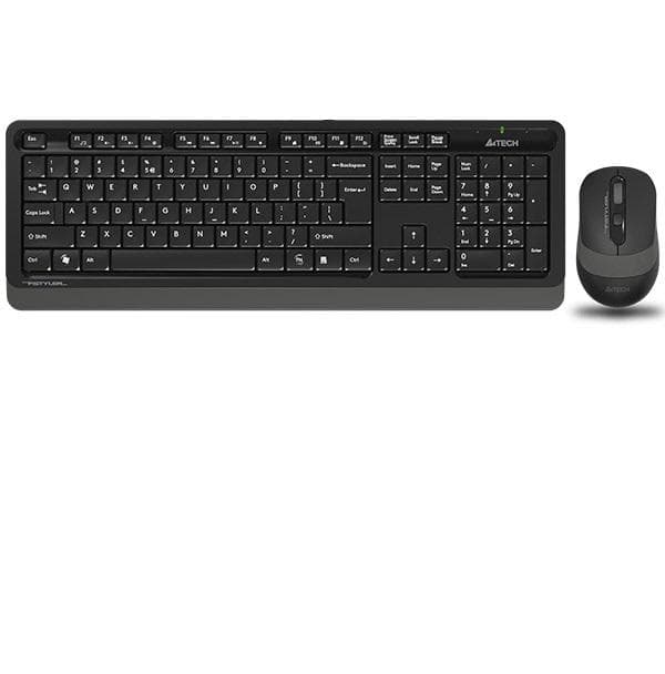 Kit TASTATURA si Mouse A4TECH, "Fstyler FG10+FGK10", wireless, 104 taste format standard, mouse 2000dpi, 4/1 butoane, negru &amp; gri, "FG1010 Grey" ( Sort, Grå