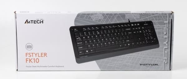 TASTATURA A4TECH, "Fstyler USB", cu fir, 104 taste format standard, USB, negru &amp; gri, "FK10 Grey" (timbru verde 0.8 lei) Grå