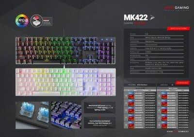 Mars Gaming MK422WRUS Gaming Mechanical Keyboard RGB / Red Switch / US