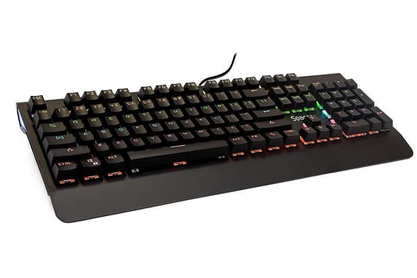 TASTATURA MECANICA SPACER USB, switch-uri mecanice albastre,iluminare RGB, 50 mil. apasari, 104 taste, anti-ghosting 26 taste, anti-spill, palm rest m