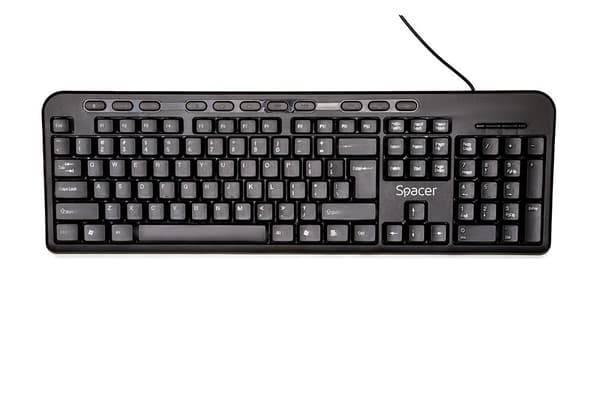 TASTATURA SPACER USB, multimedia, 104 taste + 11 taste multimedia, anti-spill, black, "SPKB-169" 45504123   (timbru verde 0.8 lei) Sort